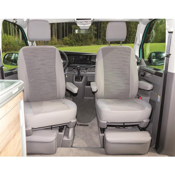 Second Skin coprisedili, per sedile cabina guida completo con airbag laterali, VW T6.1/T6 California Ocean und Coast, Design Circuit Palladium